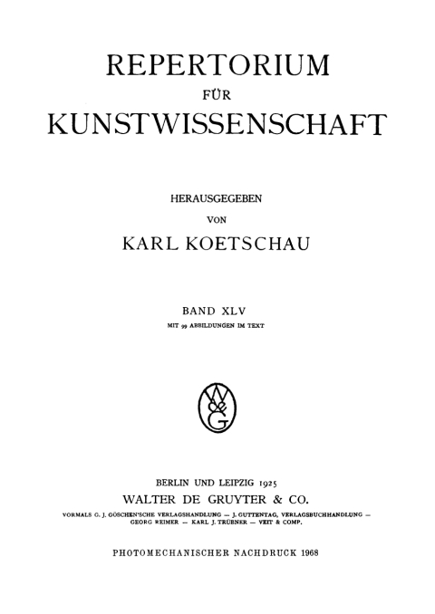 Cover image for book Repertorium für Kunstwissenschaft. Band 45