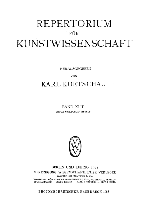 Cover image for book Repertorium für Kunstwissenschaft. Band 43