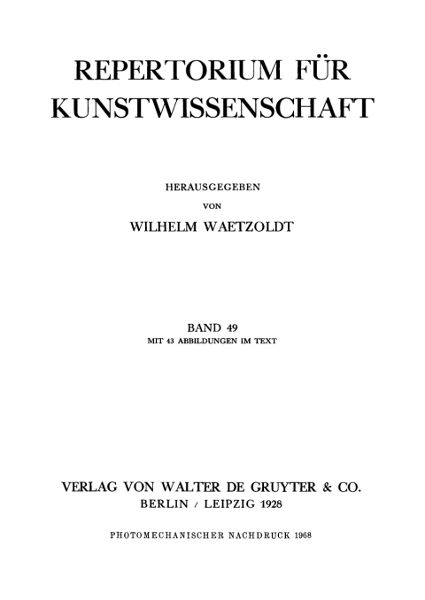 Cover image for book Repertorium für Kunstwissenschaft. Band 49