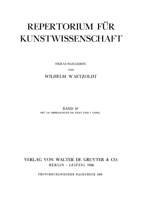 Cover image for book Repertorium für Kunstwissenschaft. Band 47