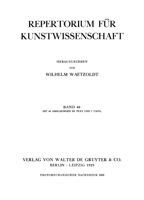 Cover image for book Repertorium für Kunstwissenschaft. Band 46