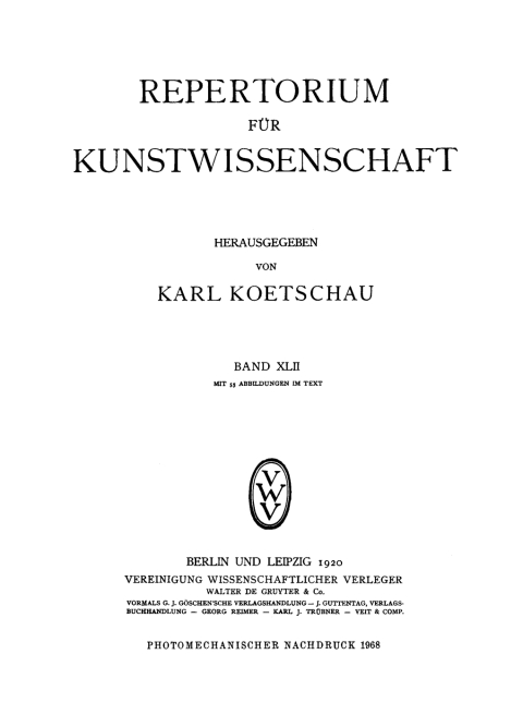 Cover image for book Repertorium für Kunstwissenschaft. Band 42