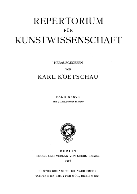 Cover image for book Repertorium für Kunstwissenschaft. Band 38