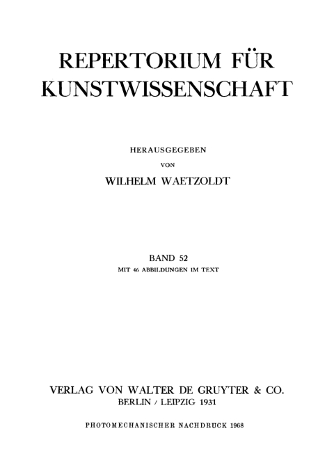 Cover image for book Repertorium für Kunstwissenschaft. Band 52