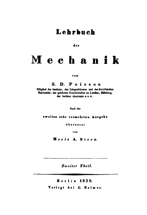 Cover image for book S. D. Poisson: Lehrbuch der Mechanik. Teil 2