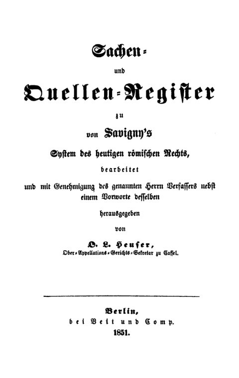 Cover image for book Sachen- und Quellen-Register zu von Savigny’s System des heutigen römischen Rechts