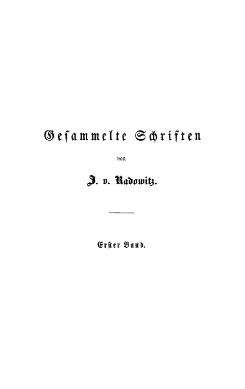 Cover image for book J. von Radowitz: Gesammelte Schriften. Band 1