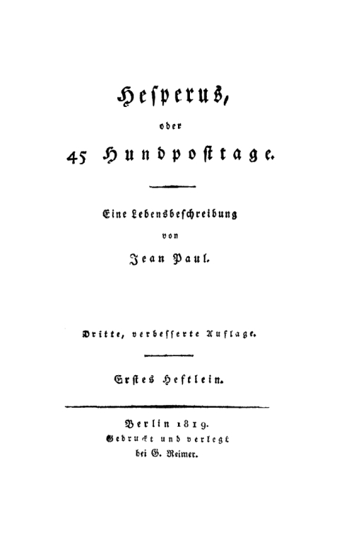 Cover image for book Hesperus oder 45 Hundposttage : Eine Lebensbeschreibung