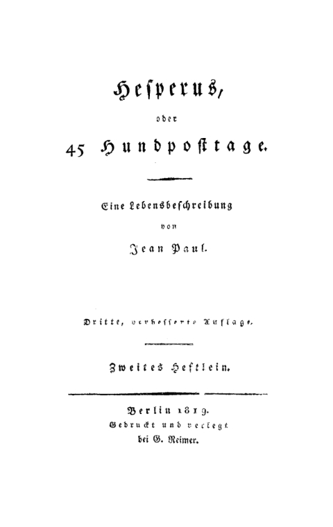 Cover image for book Hesperus oder 45 Hundposttage : Eine Lebensbeschreibung