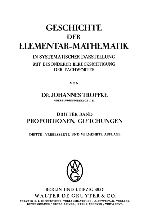 Cover image for book Proportionen, Gleichungen
