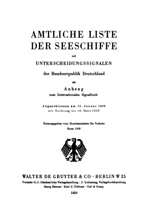 Cover image for book 15 Jan. 1959, mit Nachtrag bis 10. März 1959