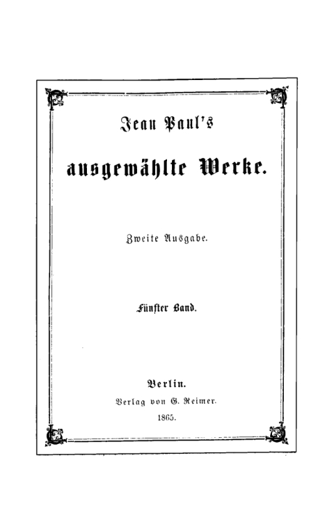 Cover image for book Jean Paul: Jean Paul’s ausgewählte Werke. Band 5