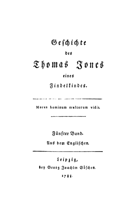 Cover image for book Henry Fielding: Geschichte des Thomas Jones eines Findelkindes. Band 5