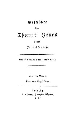 Henry Fielding: Geschichte des Thomas Jones eines Findelkindes. Band 4