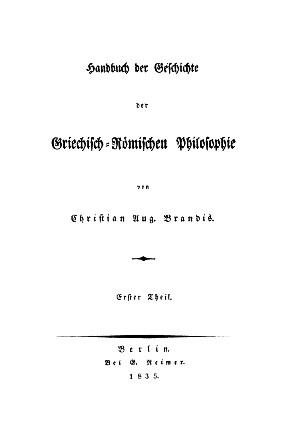 Page Fidelity Christian August Brandis: Handbuch der Geschichte der Griechisch-Römischen Philosophie. Theil 1; $277.50