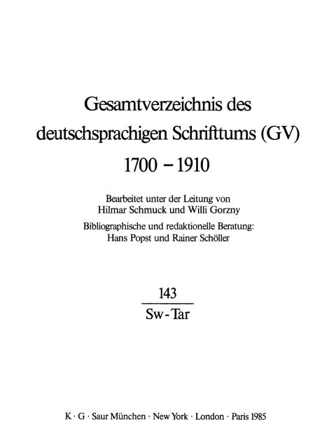 Cover image for book Sw - Tar