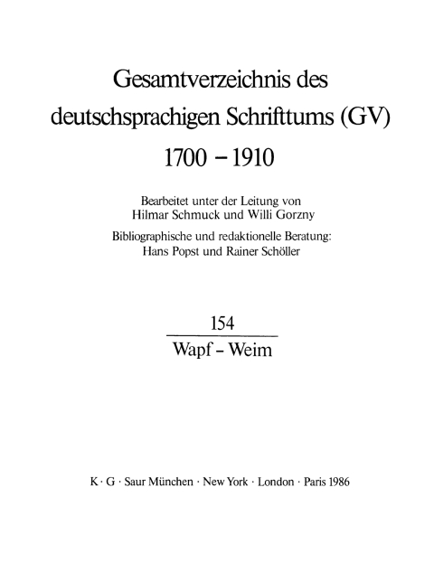 Cover image for book Wapf - Weim
