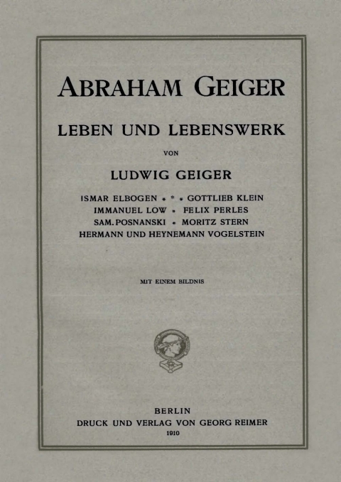 Cover image for book Abraham Geiger