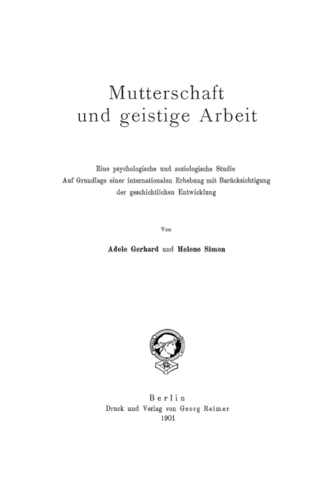 Cover image for book Mutterschaft und geistige Arbeit