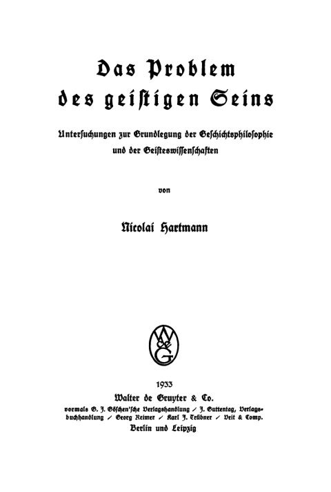 Cover image for book Das Problem des geistigen Seins