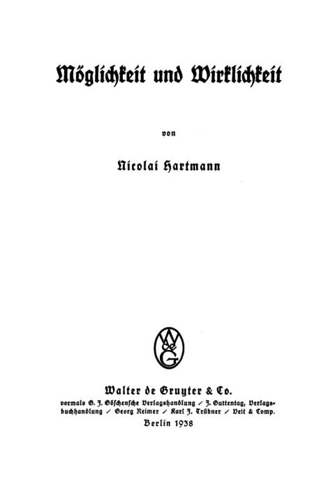 Cover image for book Möglichkeit und Wirklichkeit