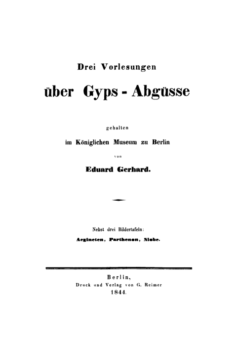 Cover image for book Drei Vorlesungen über Gyps-Abgüsse