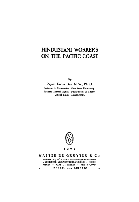 Cover image for book Hindustani workers on the Pacific coast