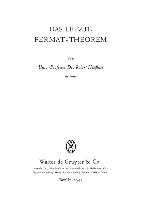 Cover image for book Das letzte Fermat-Theorem