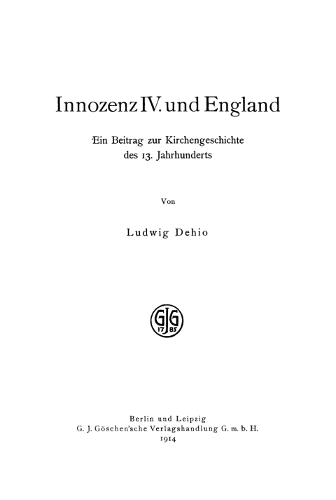 Cover image for book Innozenz IV. und England
