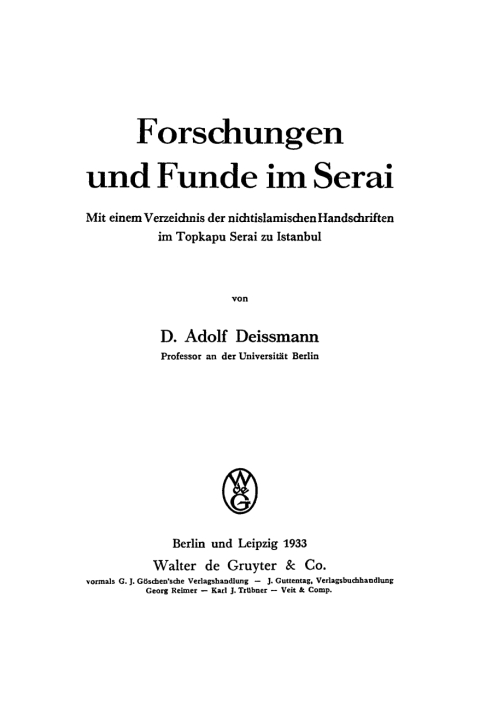 Cover image for book Forschungen und Funde im Serai