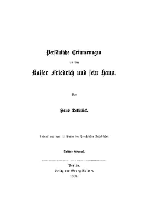 Cover image for book Persönliche Erinnerungen an den Kaiser Friedrich und sein Haus