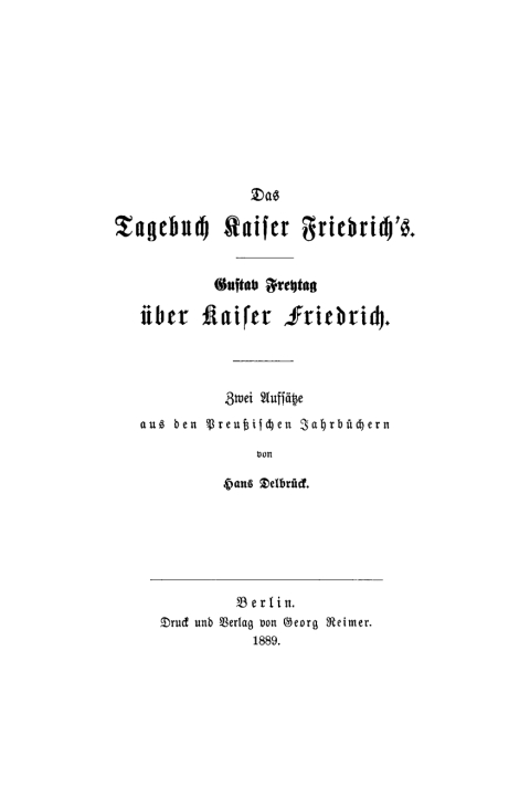 Cover image for book Das Tagebuch Kaiser Friedrich's