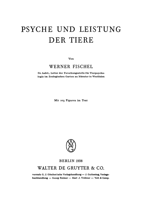 Cover image for book Psyche und Leistung der Tiere