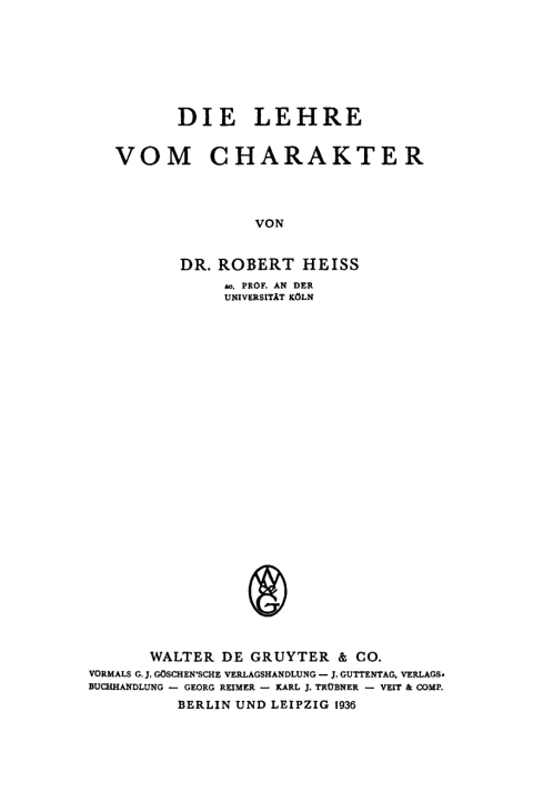 Cover image for book Die Lehre vom Charakter