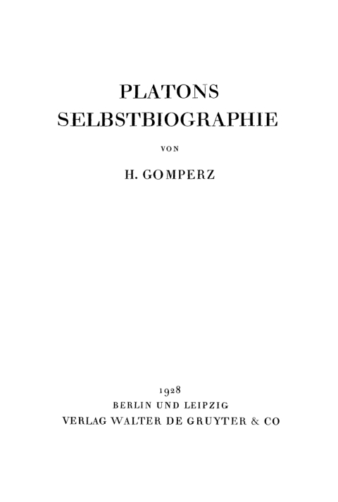 Cover image for book Platons Selbstbiographie