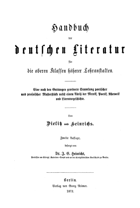 Cover image for book Handbuch der deutschen Literatur für die oberen Klassen höherer Lehranstalten
