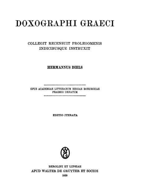 Cover image for book Doxographi Graeci