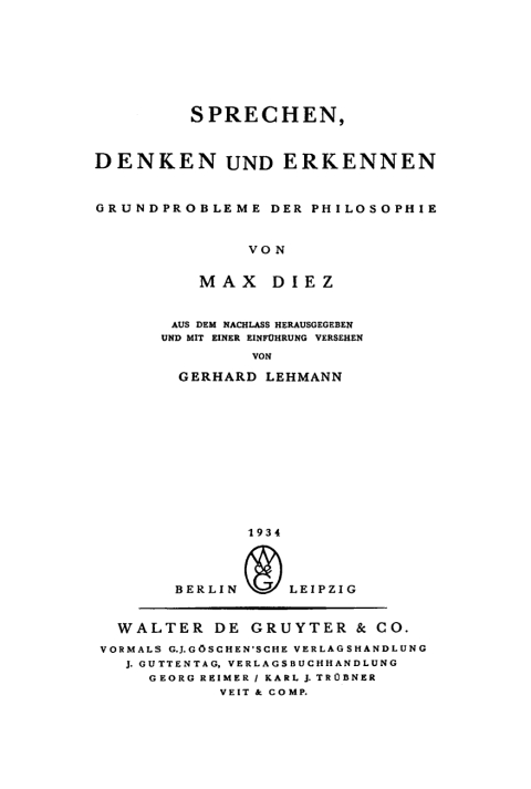 Cover image for book Sprechen, Denken und Erkennen