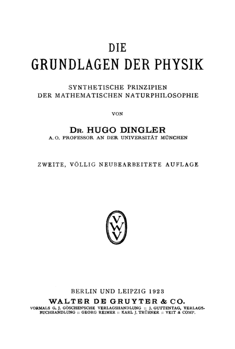 Cover image for book Die Grundlagen der Physik