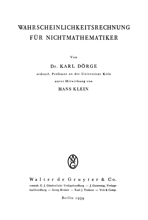 Cover image for book Wahrscheinlichkeitsrechnung für Nichtmathematiker
