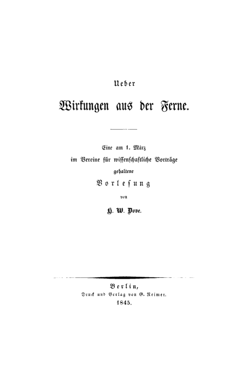 Cover image for book Über Wirkungen aus der Ferne