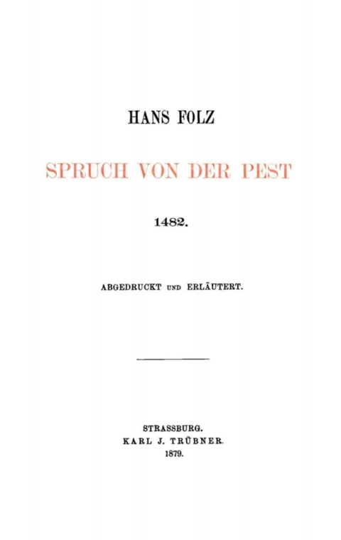 Cover image for book Spruch von der Pest 1482