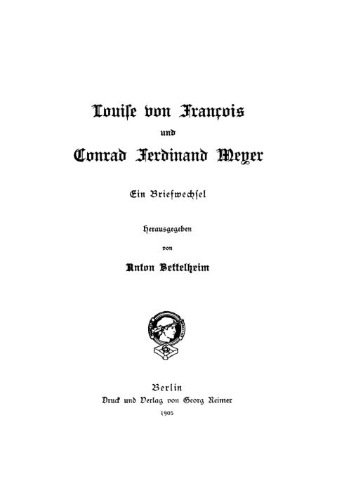 Cover image for book Louise von François und Conrad Ferdinand Meyer