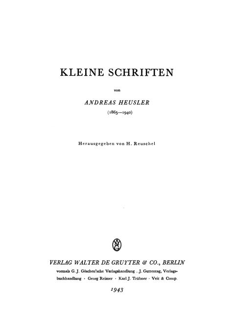 Cover image for book Kleine Schriften