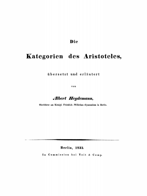 Cover image for book Die Kategorieen des Aristoteles