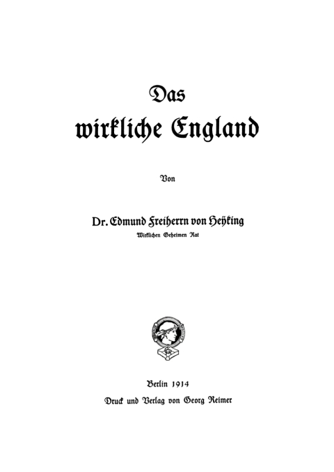 Cover image for book Das wirkliche England
