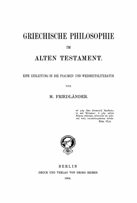 Cover image for book Griechische Philosophie im Alten Testament