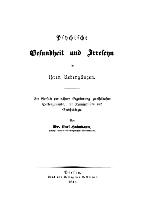 Cover image for book Psychische Gesundheit und Irreseyn in ihren Uebergängen