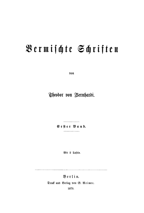 Cover image for book Theodor von Bernhardi: Vermischte Schriften. Band 1