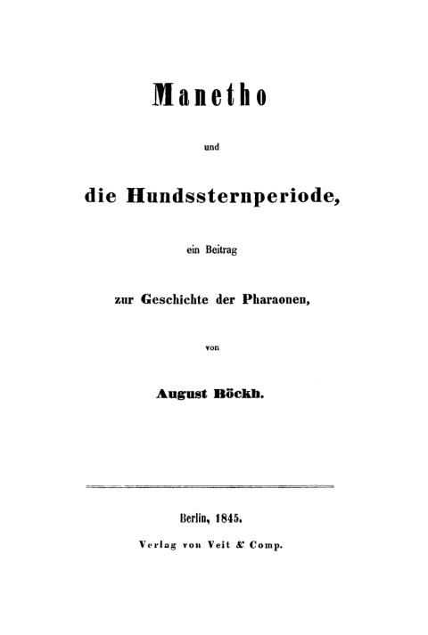 Cover image for book Manetho und die Hundssternperiode